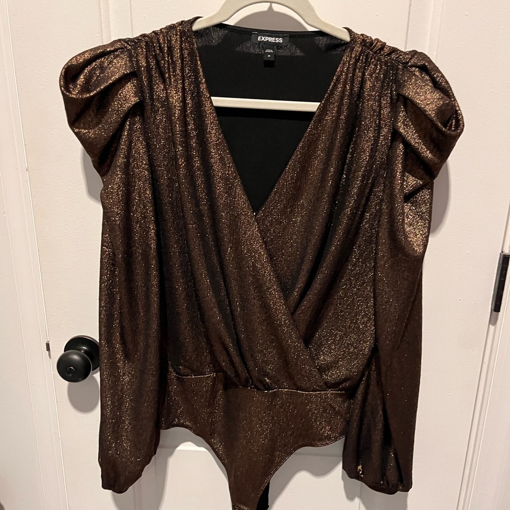 EXPRESS Women's Metallic Bronze Bodysuit